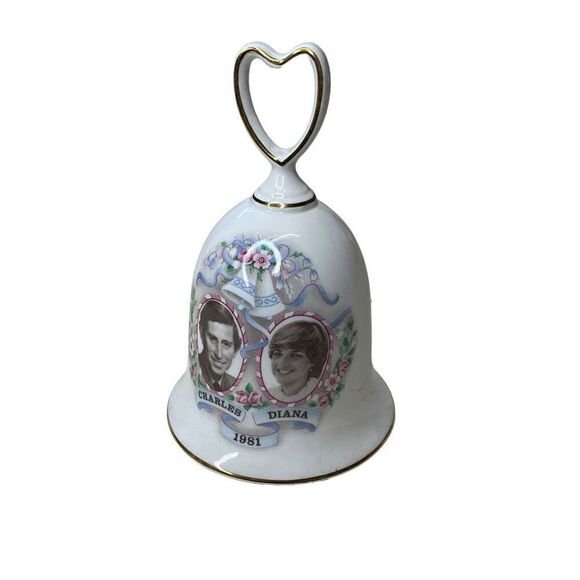Rosina China Co Queens Fine Bone Prince Charles Lady Diana 1981 Wedding Bell - Picture 1 of 8